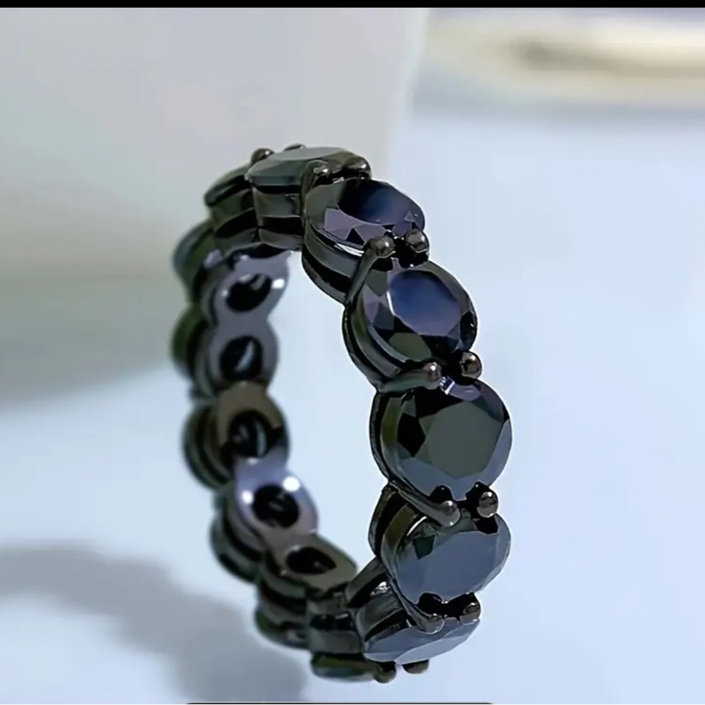 7 Ct Black Diamond Moissanite Ring 18K Gold men's wedding band